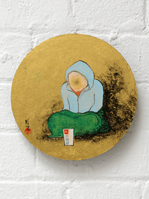A beggar painting on gold